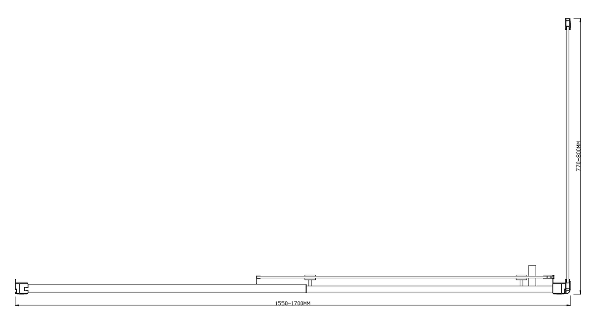 150mm Adjustable (1700x800mm) Single Door Corner Sliding Glass Shower Screen in Chrome