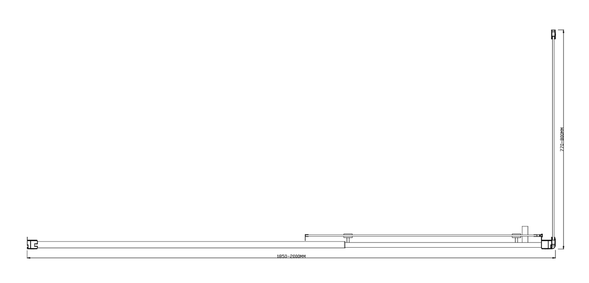 150mm Adjustable (2000x800mm) Single Door Corner Sliding Glass Shower Screen in Chrome