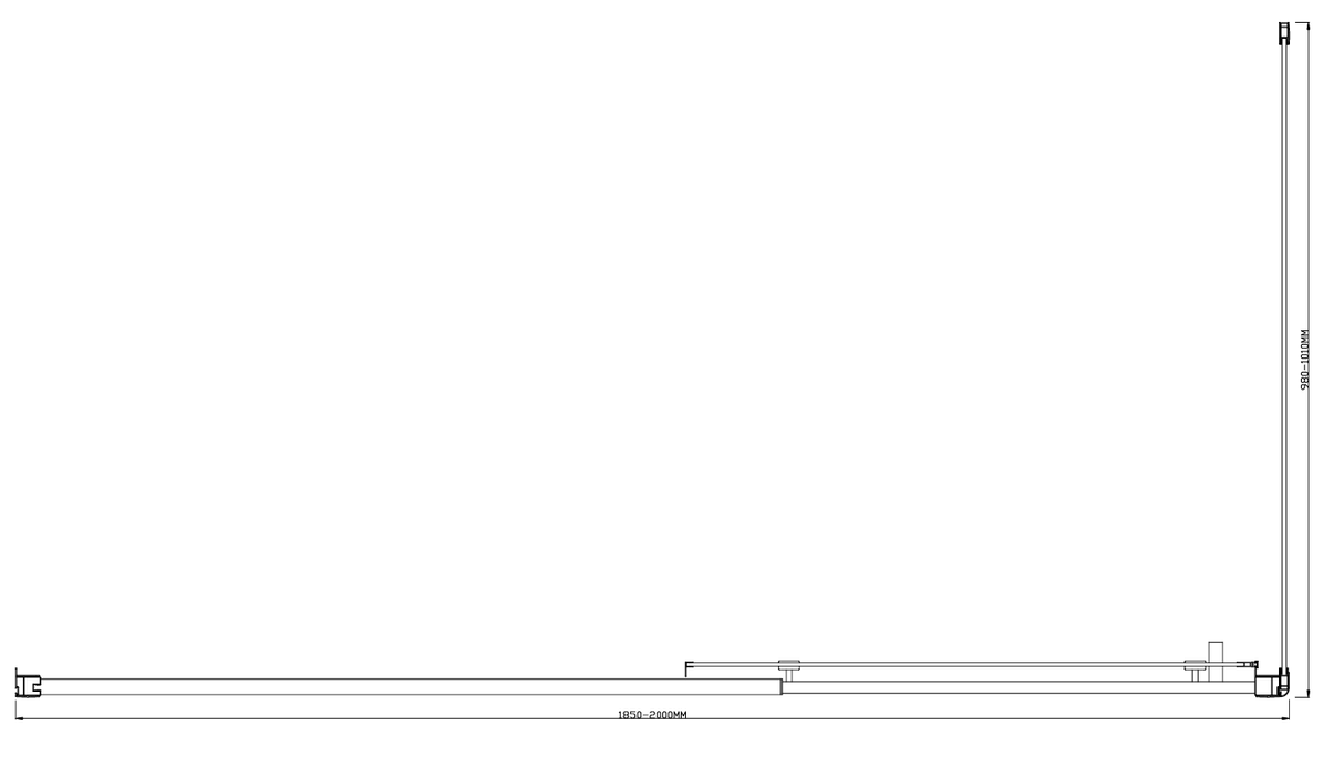 150mm Adjustable (2000x1010mm) Single Door Corner Sliding Glass Shower Screen in Black