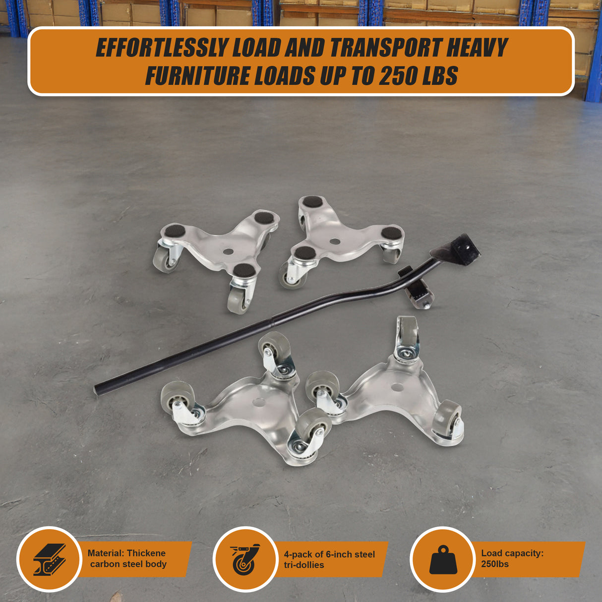 4 X All-purpose Dolly Metal Heavy Duty Furniture Mover Slider Set