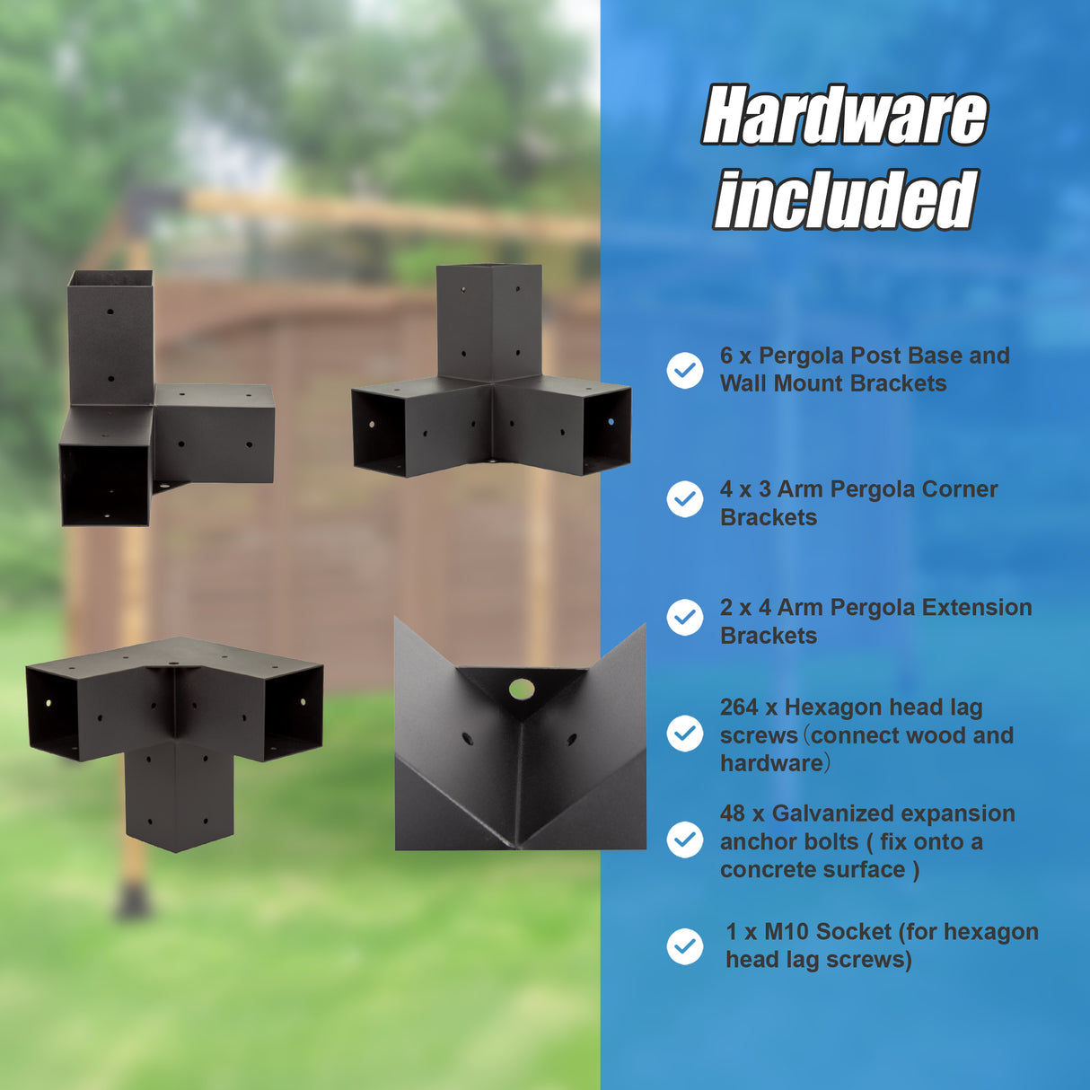 Roof Pergola Gazebo Shed Matte Black Steel Brackets DIY Kits