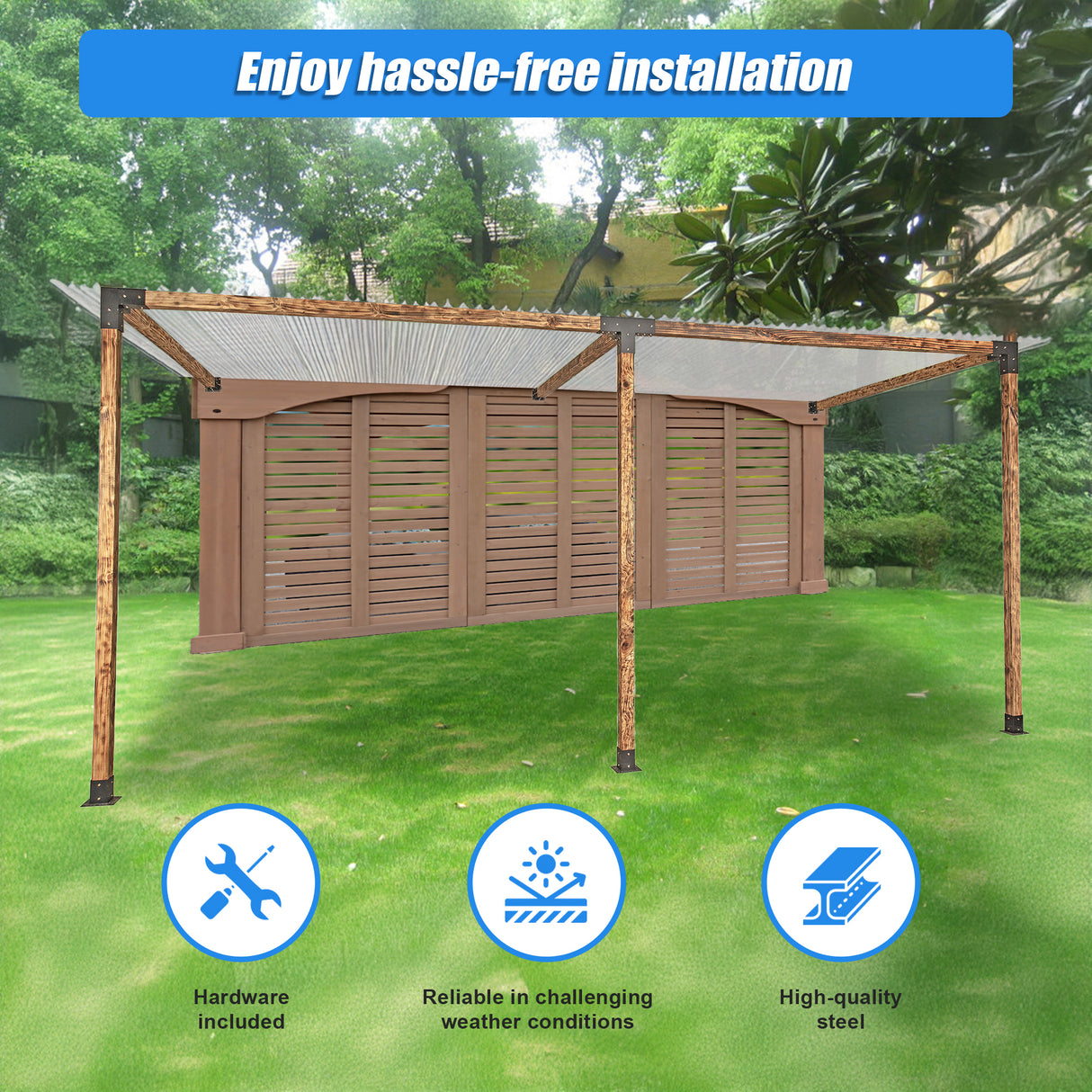 Roof Pergola Gazebo Shed Matte Black Steel Brackets DIY Kits