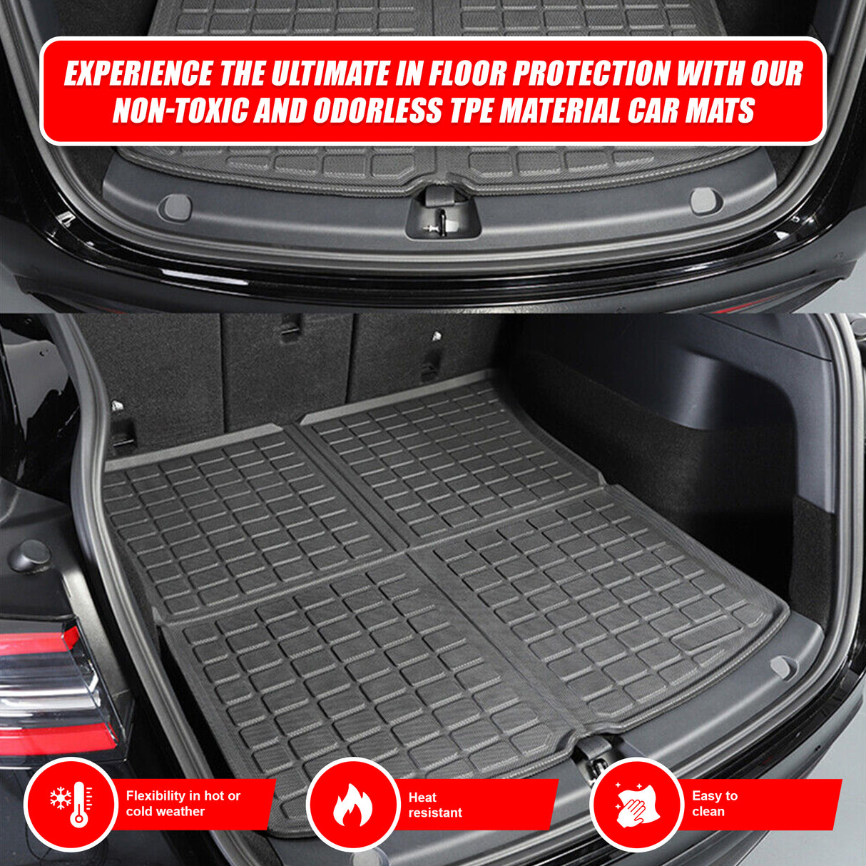 6 piece Tesla Model Y Floor Mats for Front and Rear Trunk Front Passenger and Driver Side