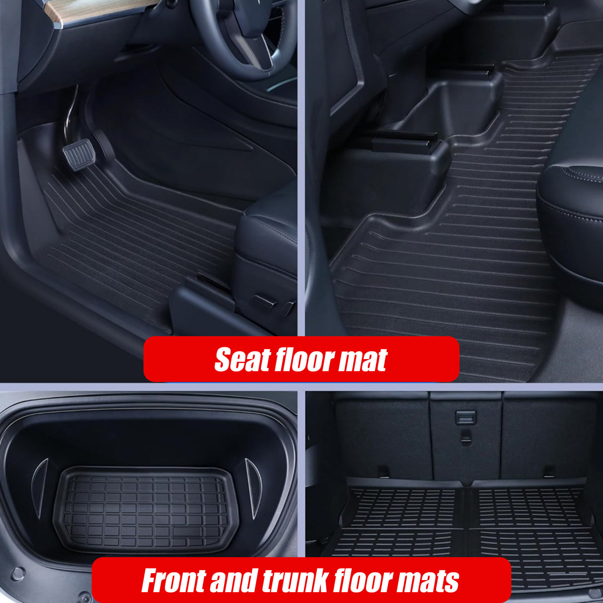 6 piece Tesla Model Y Floor Mats for Front and Rear Trunk Front Passenger and Driver Side