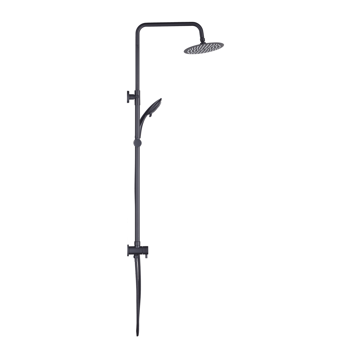 WELS 8" Rain Shower Head Set Rounded Dual Heads Faucet High Pressure Hand Held