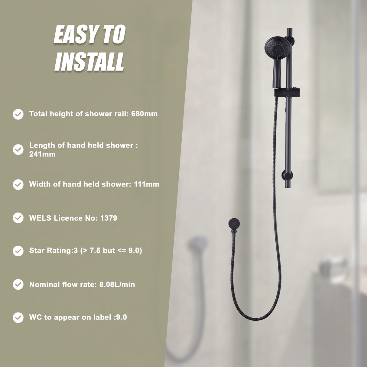Hand Held Shower Rail Soap Dish Bathroom Set