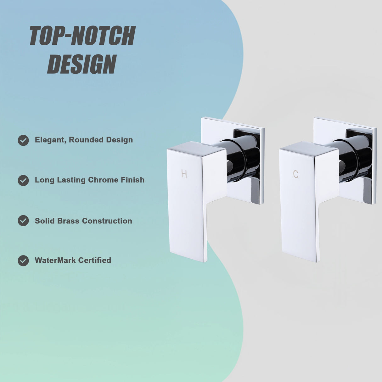Bathroom Shower Bath Hot and Cold Square Mixer WATERMARK Certified in Chrome
