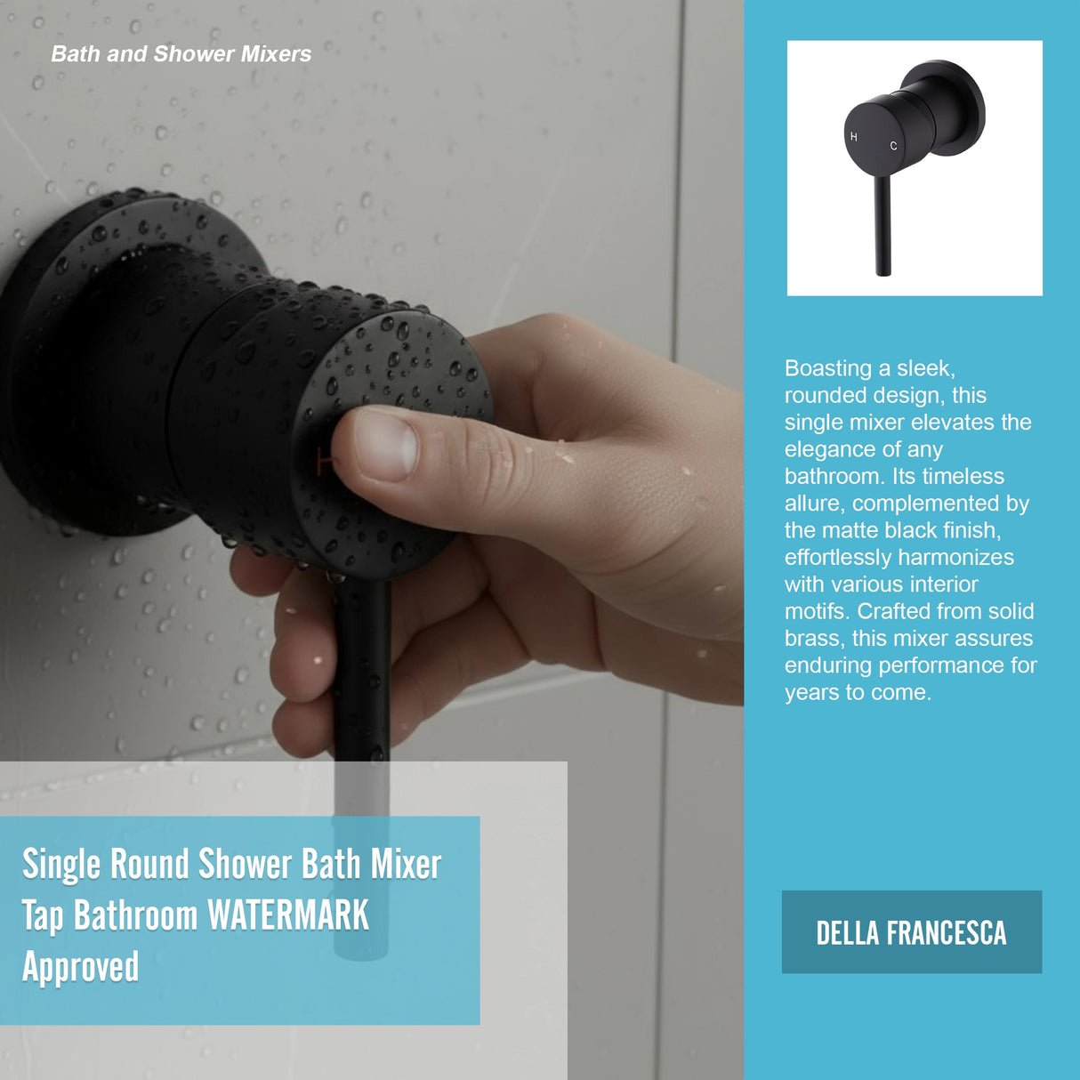 Single Round Shower Bath Mixer Tap Bathroom WATERMARK Approved