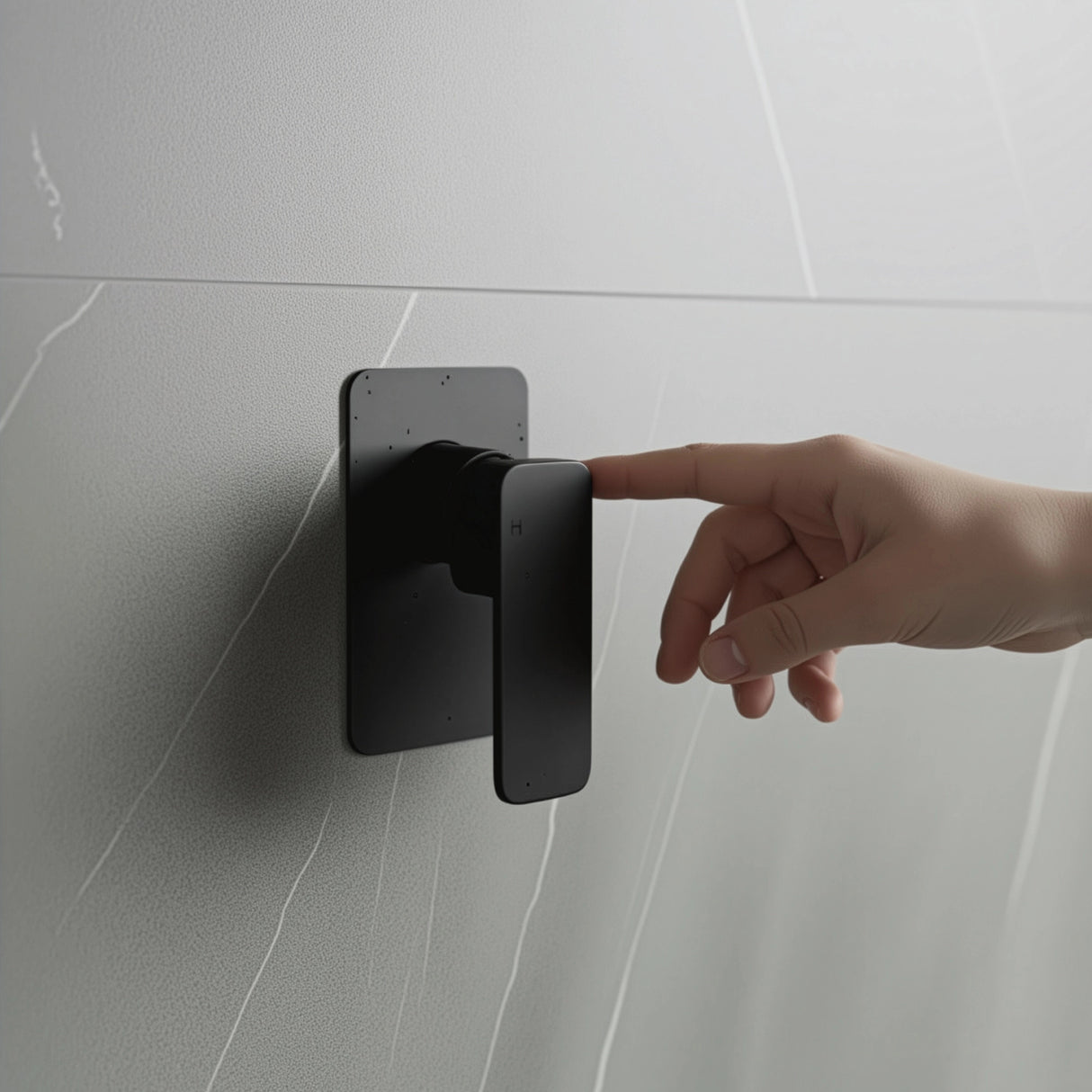 Single Square Shower Bath Mixer Tap Bathroom WATERMARK Approved in Black