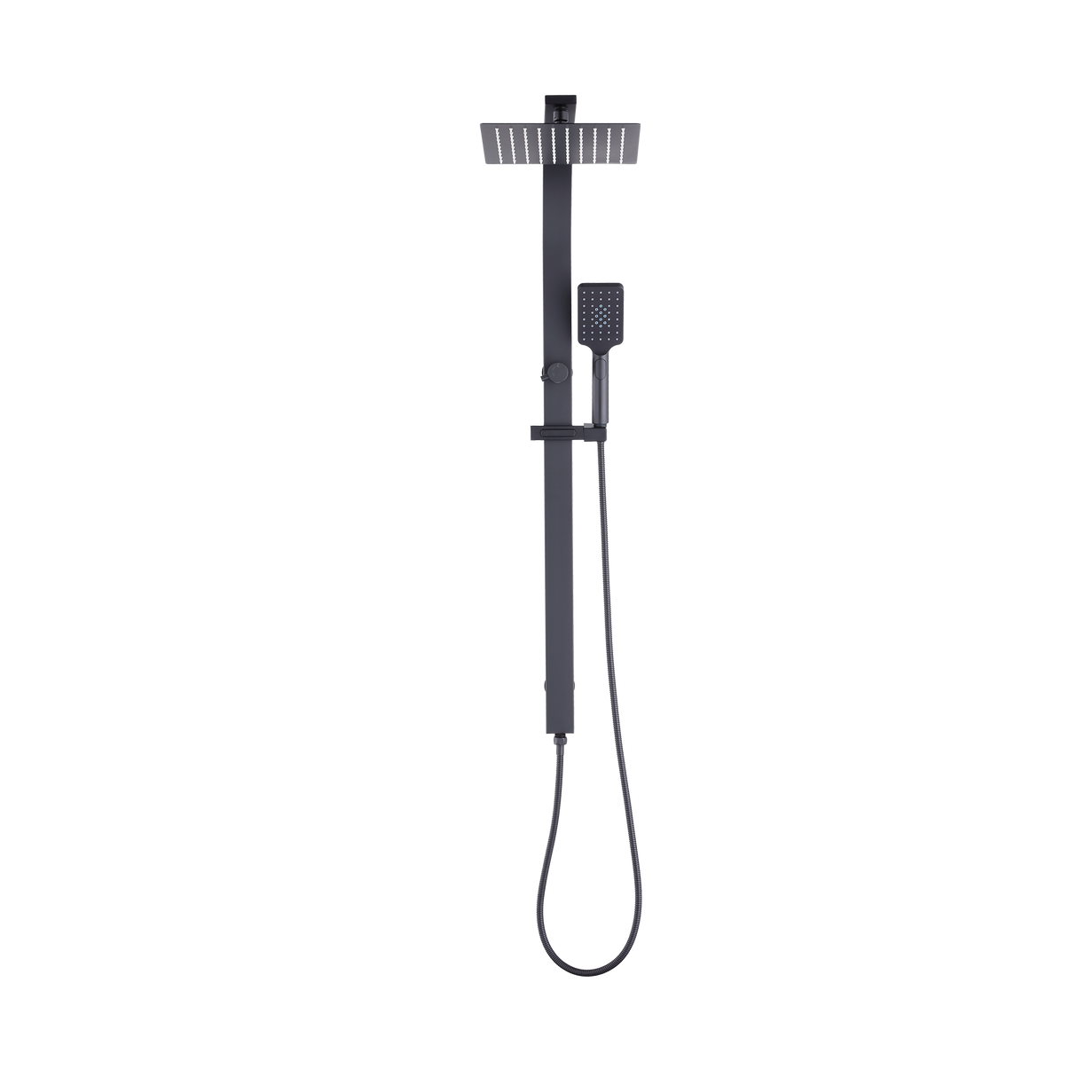 WELS 10" Rain Shower Head Set Square Dual Heads High Pressure with Handheld in Black