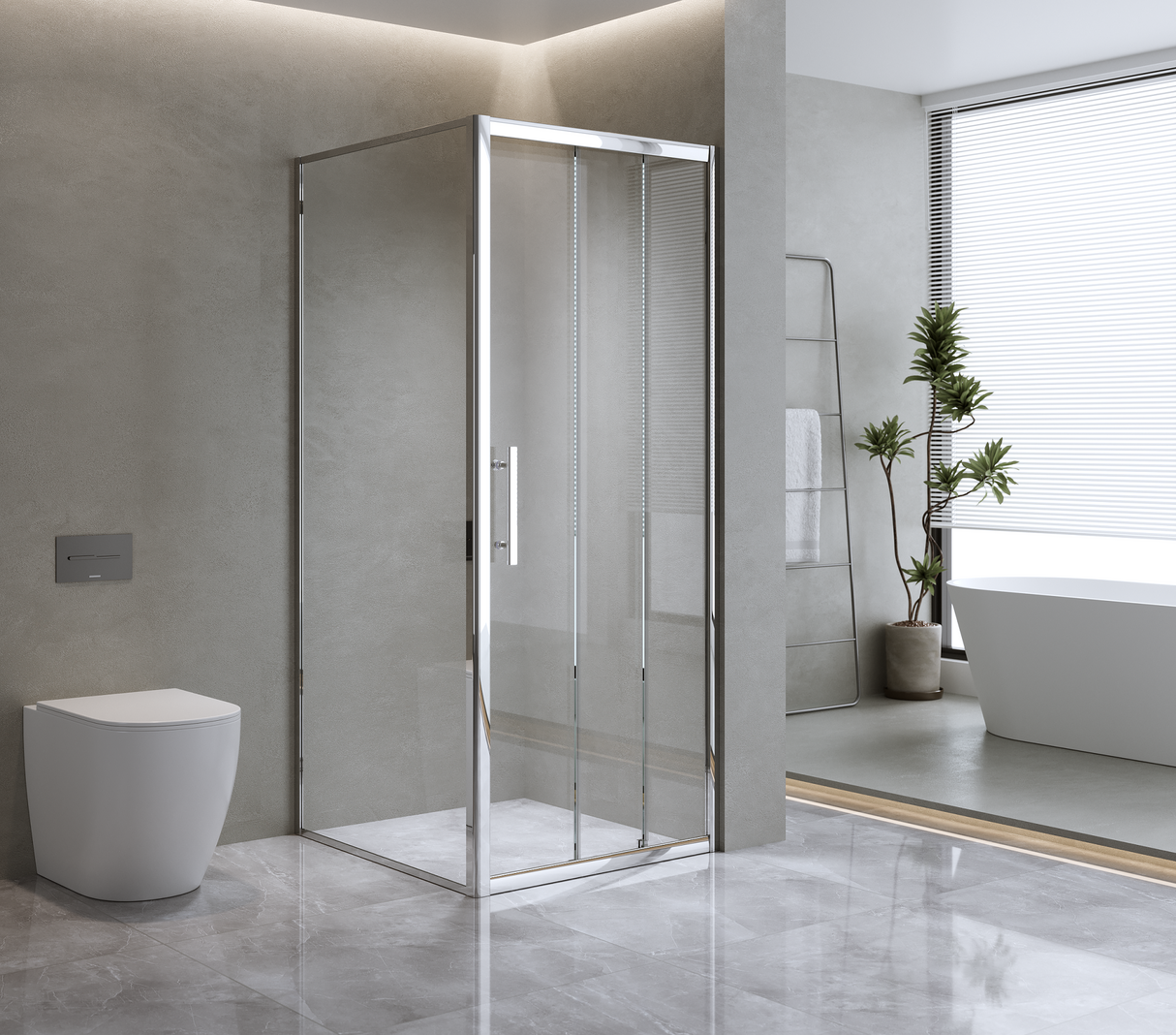 40mm Adjustable Contemporary Corner Sliding Chrome Shower Screen 86x80cm