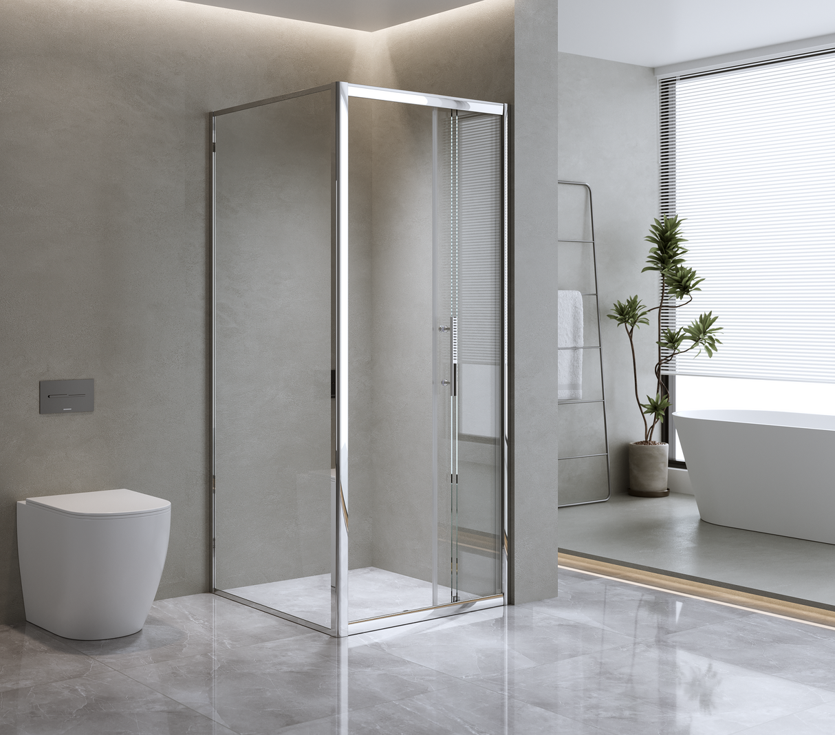 40mm Adjustable Contemporary Corner Sliding Chrome Shower Screen 86x80cm