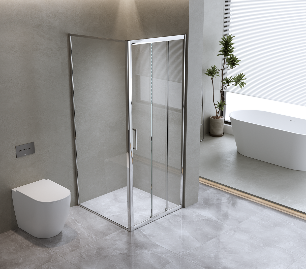 40mm Adjustable Contemporary Corner Sliding Chrome Shower Screen 86x101cm