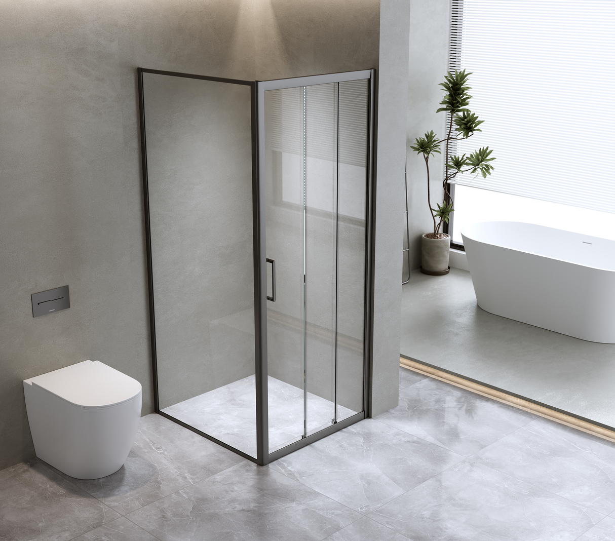 40mm Adjustable Contemporary Corner Sliding Black Shower Screen 120x80cm