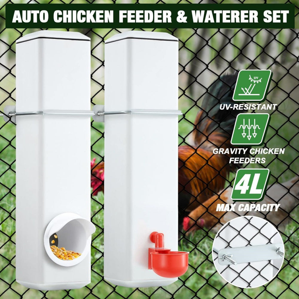 Chicken Bird Feeder Water Dispenser Automatic Waterer Poultry Food Drinker 4L