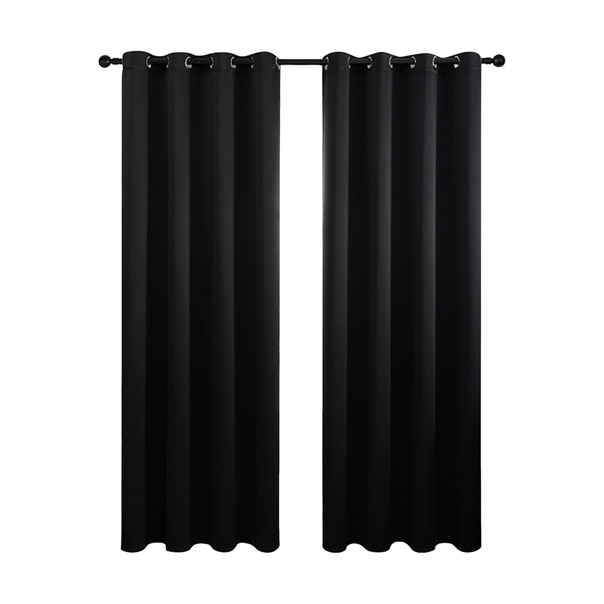 2X Blockout Curtains Blackout Window Curtain Draperies Pair Eyelet for Bedroom 132*274cm Black