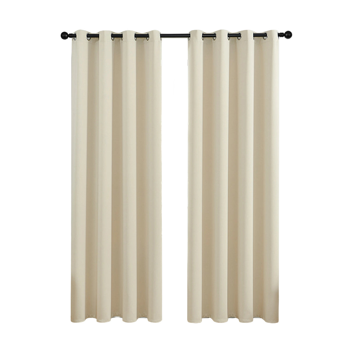 2X Blockout Curtains Blackout Window Curtain Draperies Pair Eyelet for Bedroom 132*274cm Cream