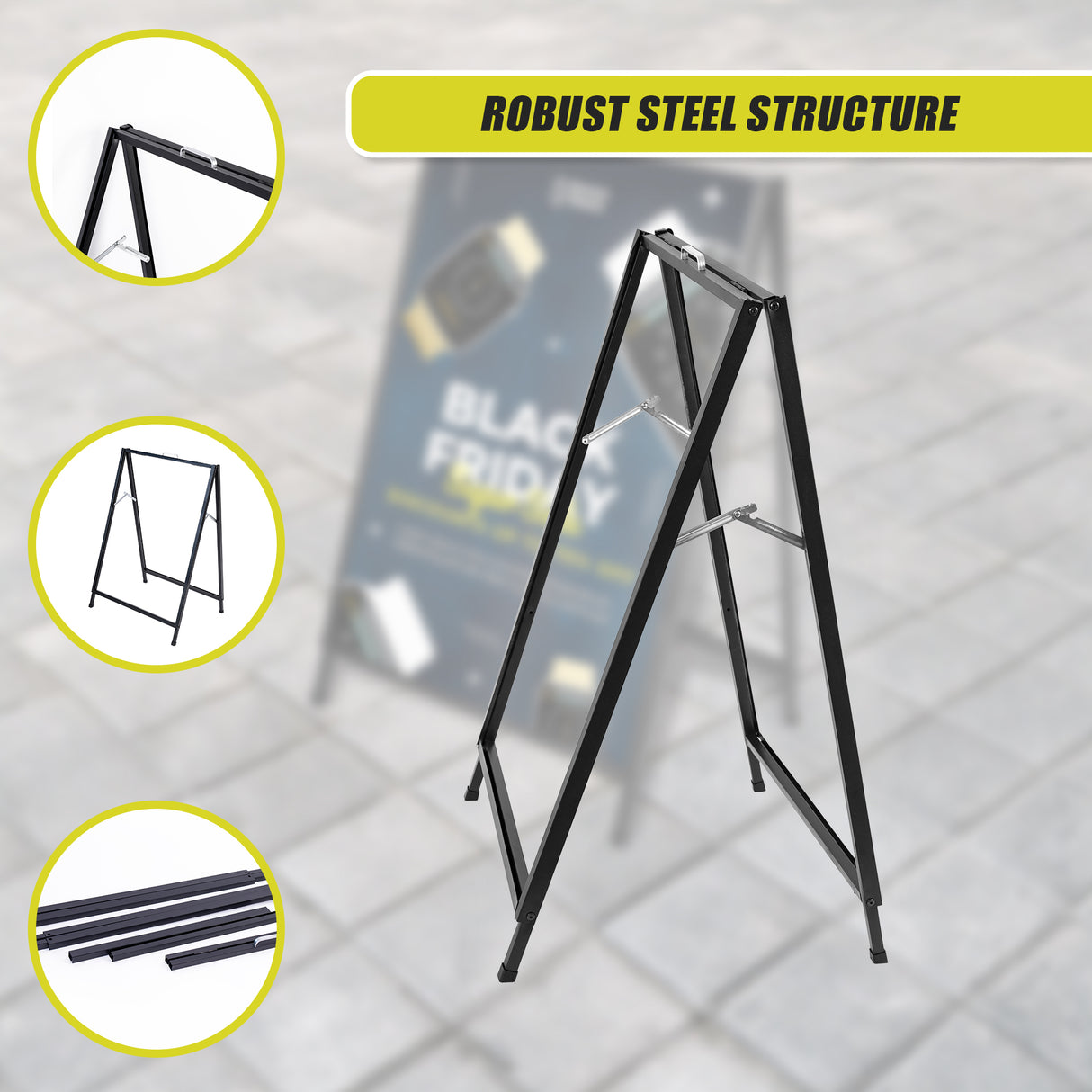 A-Frame Sign 60x90cm – Outdoor Sidewalk Steel Poster Board Display Stand