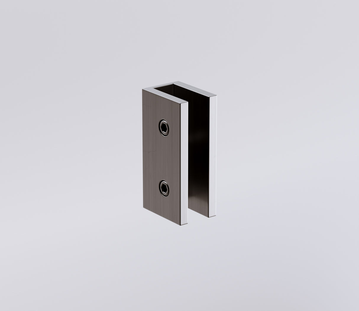 90cm Frameless Wall-to-Wall Shower Screen with Gunmetal U-Brackets and Floor U-Bracket, Brass Hinges & Square Knob Handle