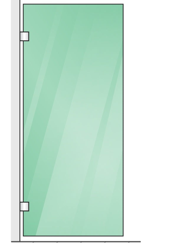 110x90cm Corner Frameless Shower Screen with Chrome F-Brackets and SS Hinges, Square Knob Handle