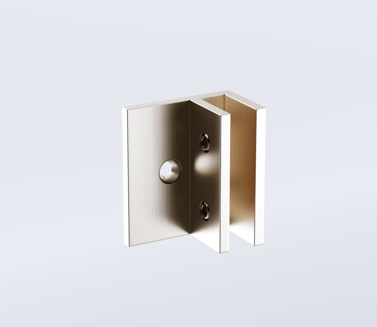 100x70cm Corner Frameless Shower Screen with Nickel F-Brackets and SS Hinges, Round Knob Handle