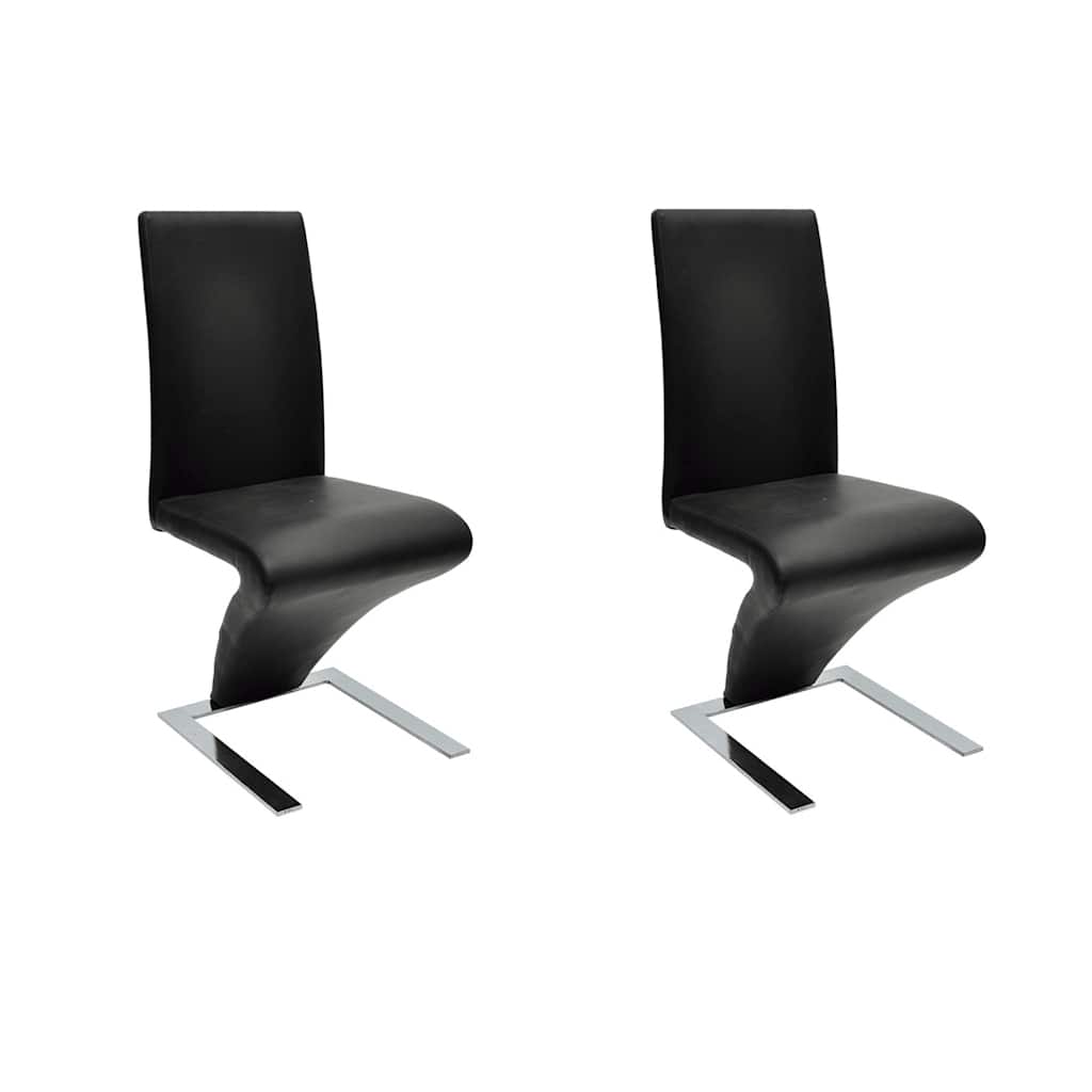 Dining Chairs 2 pcs Black Faux Leather