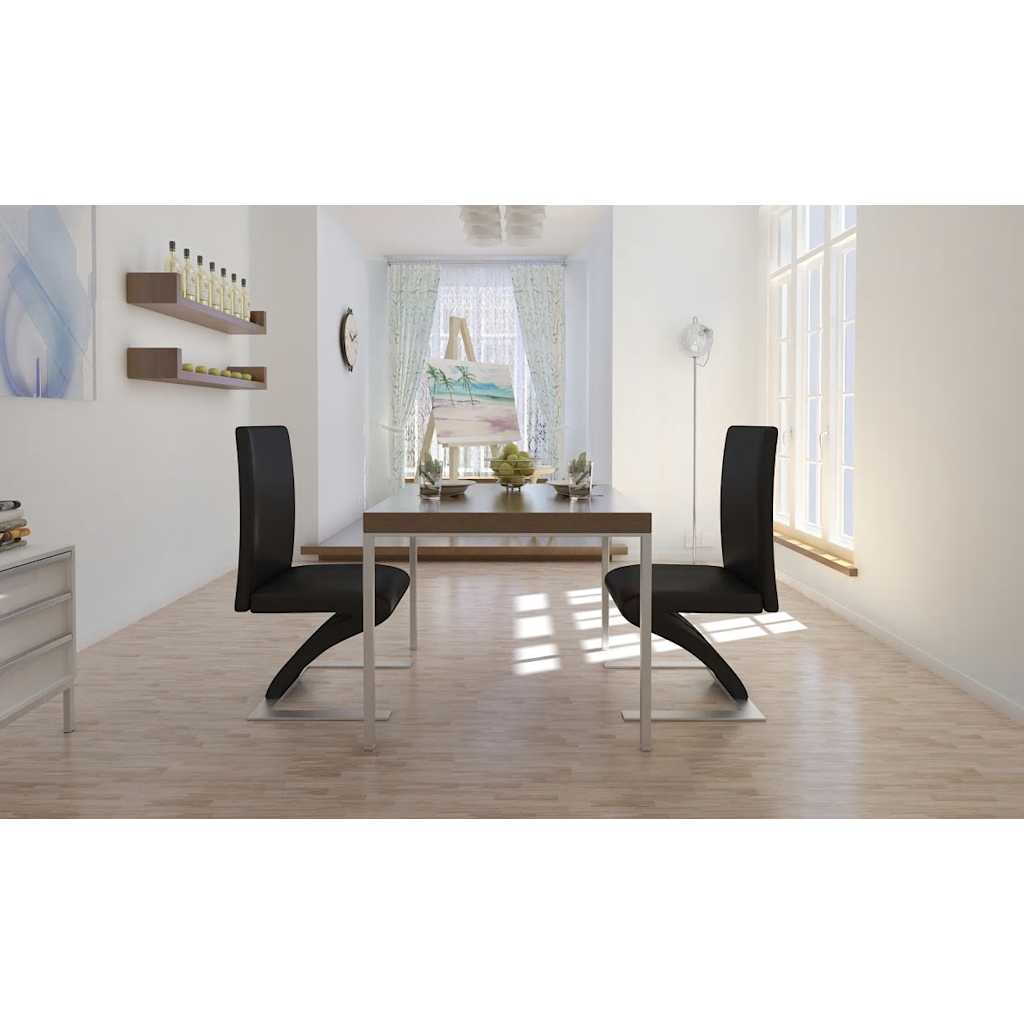 Dining Chairs 2 pcs Black Faux Leather