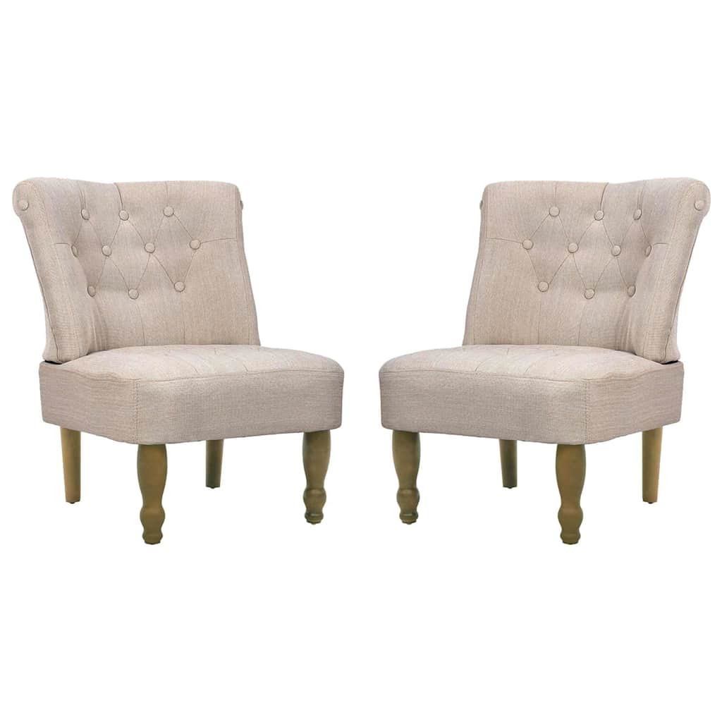 French Chairs 2 pcs Cream Fabric