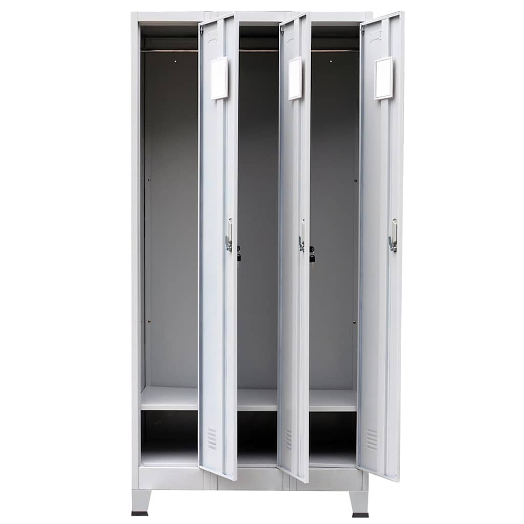 Locker Cabinet with 3 Compartments Steel 90x45x180 cm Grey