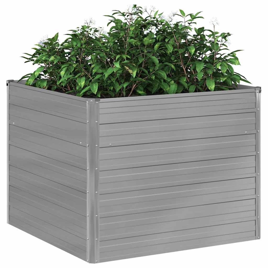 Raised Garden Bed 100x100x77 cm Galvanised Steel Grey