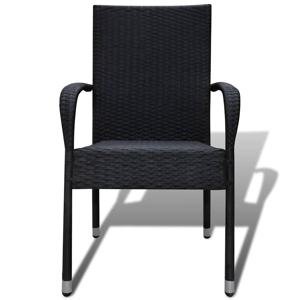 Garden Chairs 2 pcs Poly Rattan Black