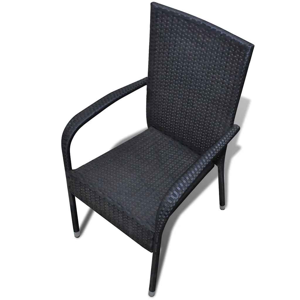 Garden Chairs 2 pcs Poly Rattan Black