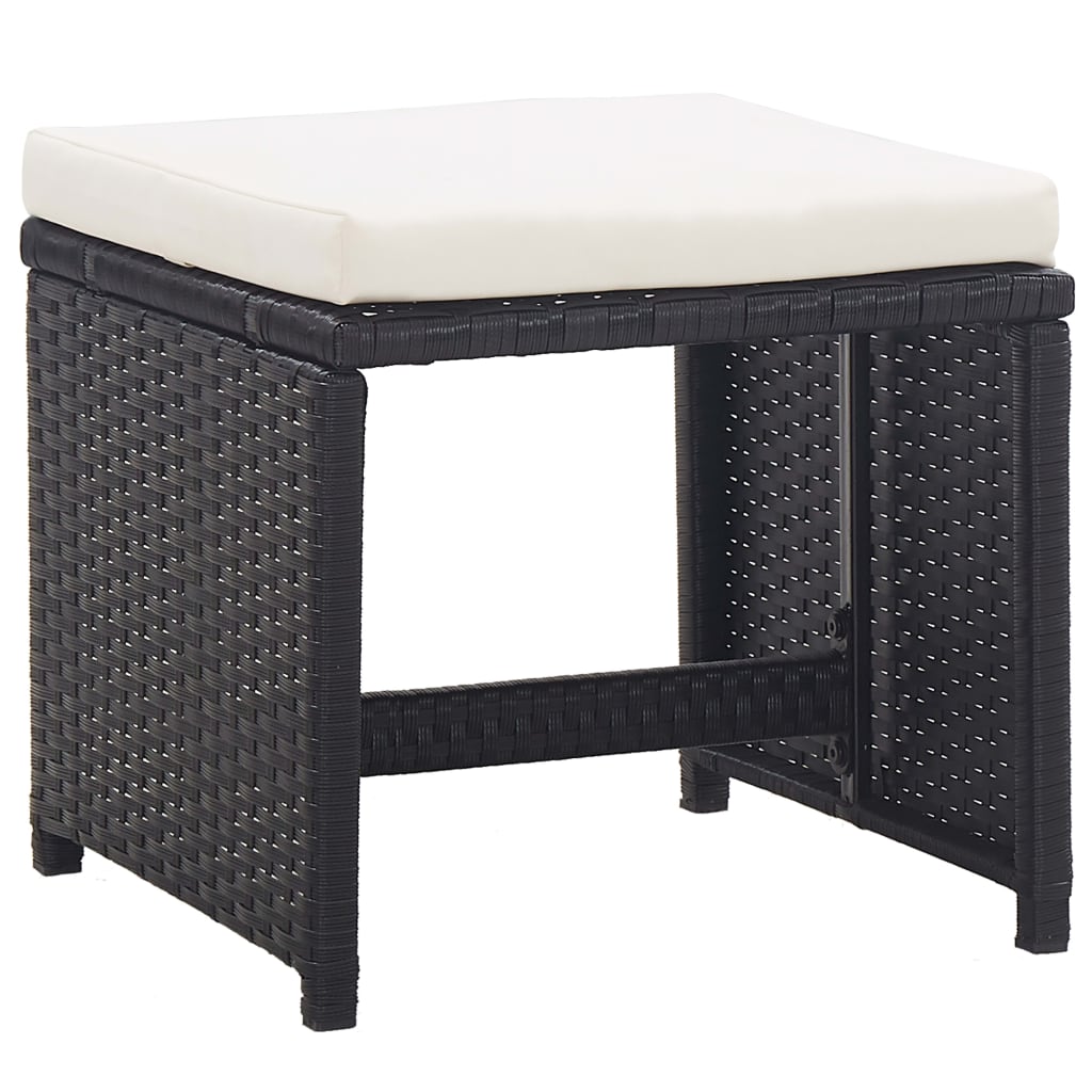 5 Piece Outdoor Dining Set with Cushions Poly Rattan Black