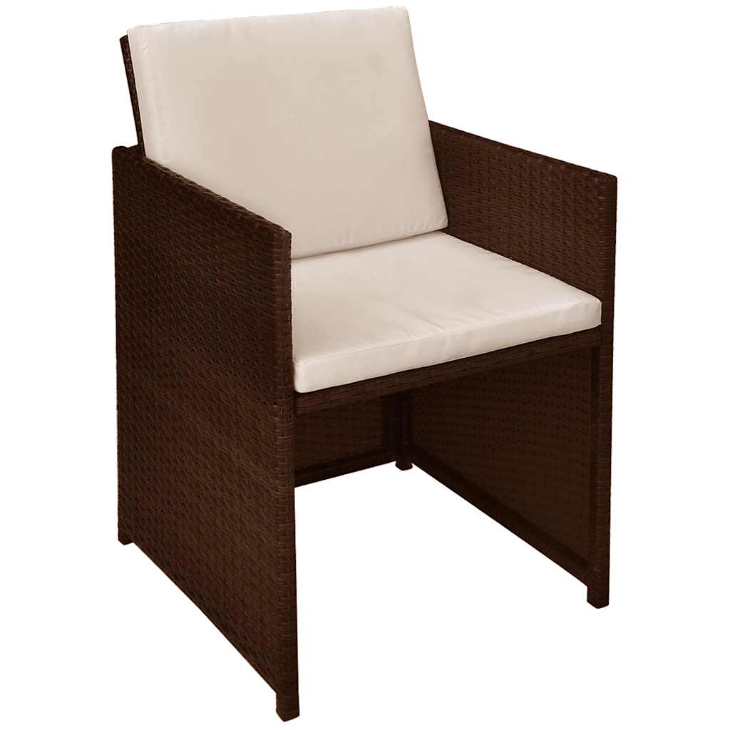 3 Piece Bistro Set with Cushions Poly Rattan Brown