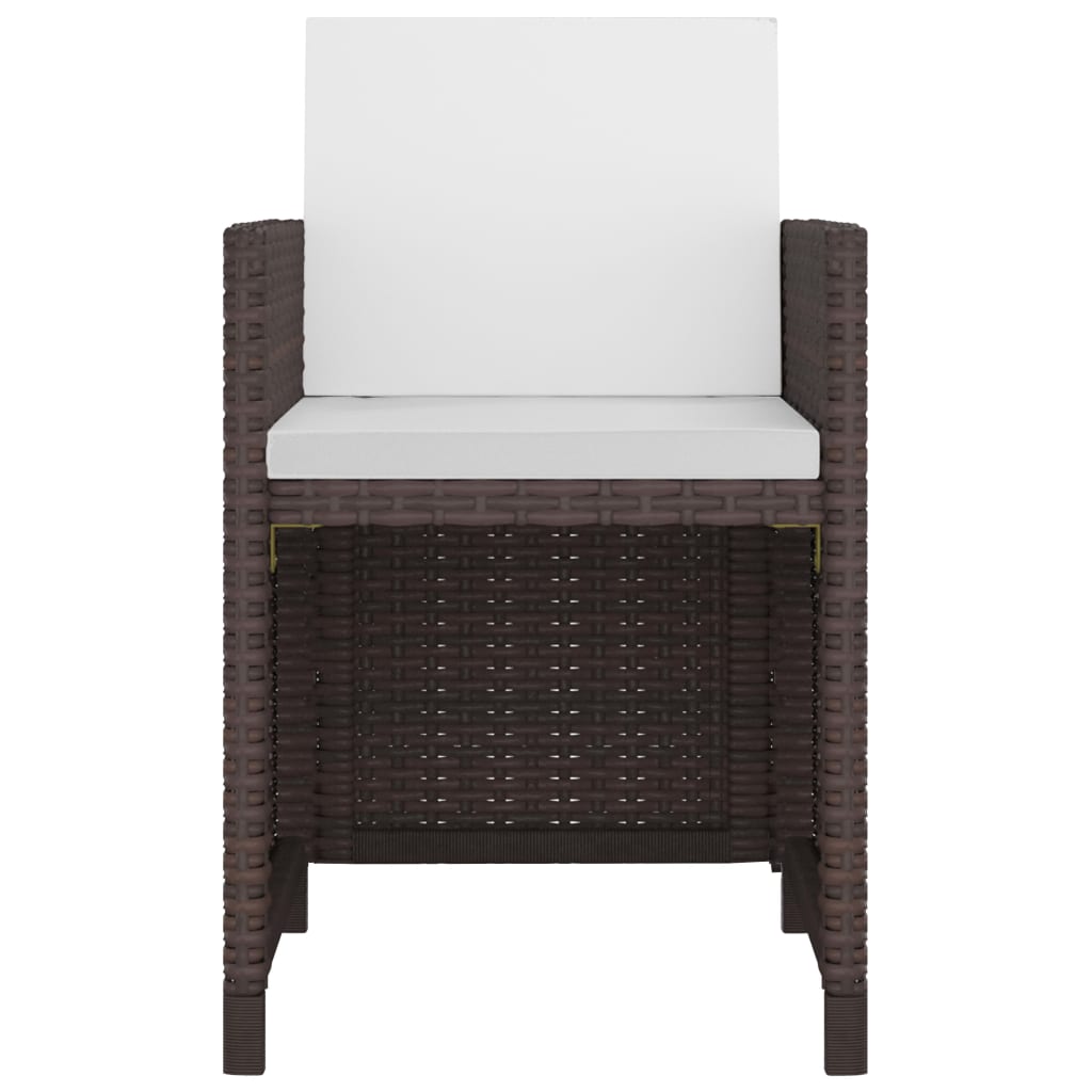 9 Piece Outdoor Dining Set with Cushions Poly Rattan Brown