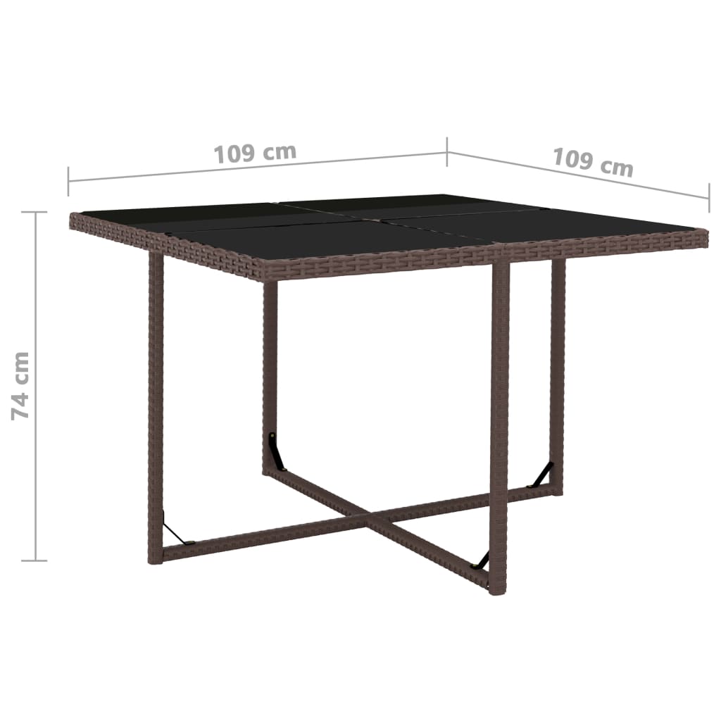9 Piece Outdoor Dining Set with Cushions Poly Rattan Brown