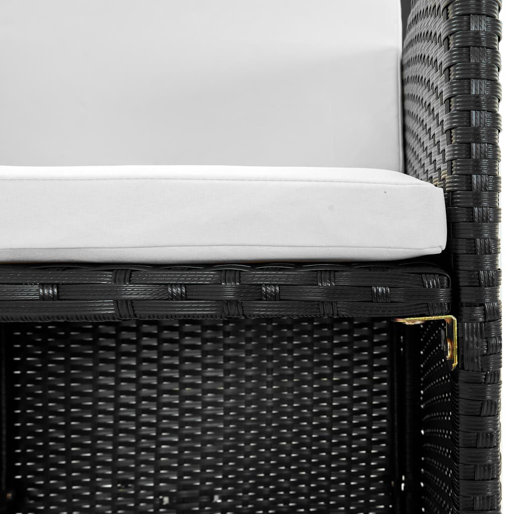 13 Piece Outdoor Dining Set with Cushions Poly Rattan Black