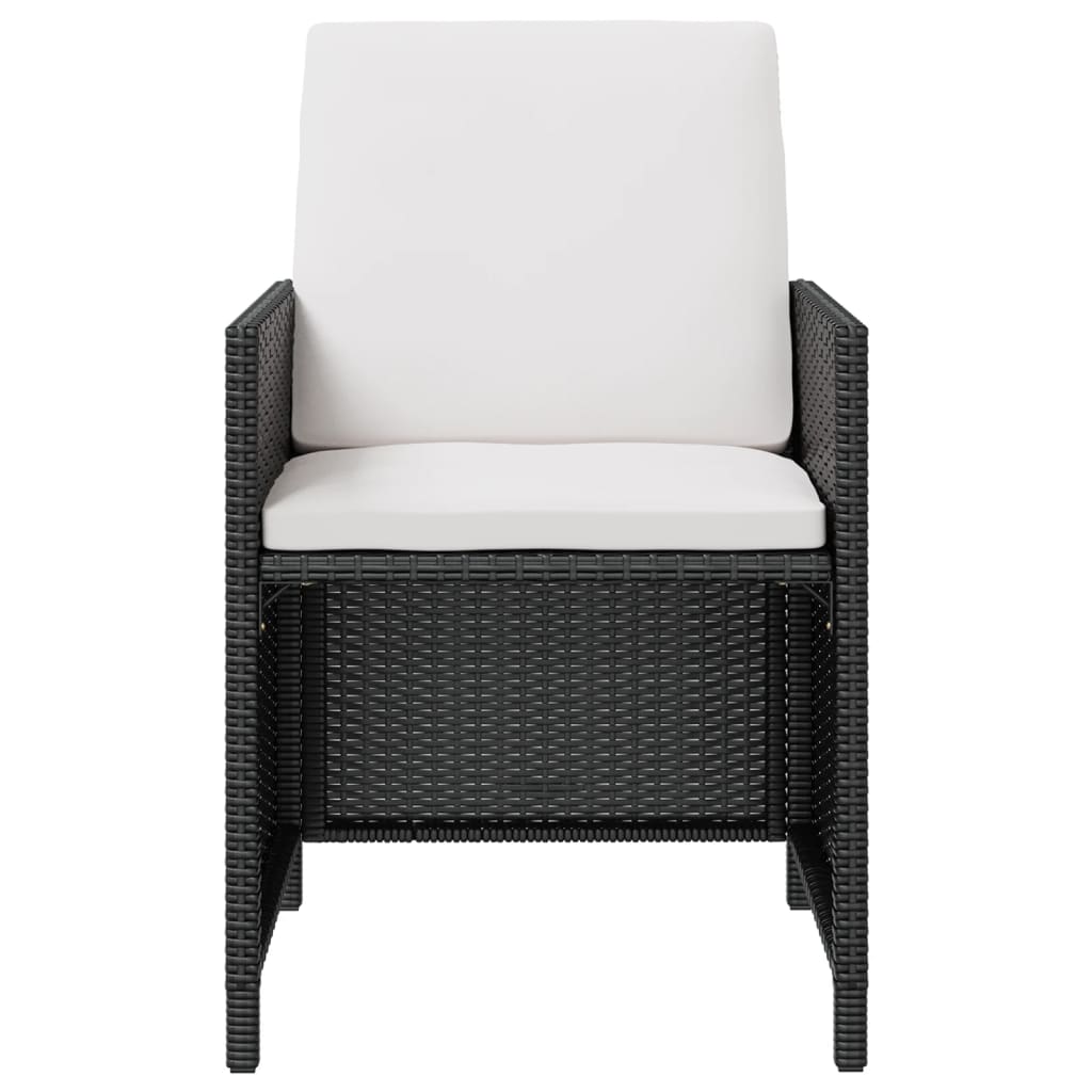 13 Piece Outdoor Dining Set with Cushions Poly Rattan Black