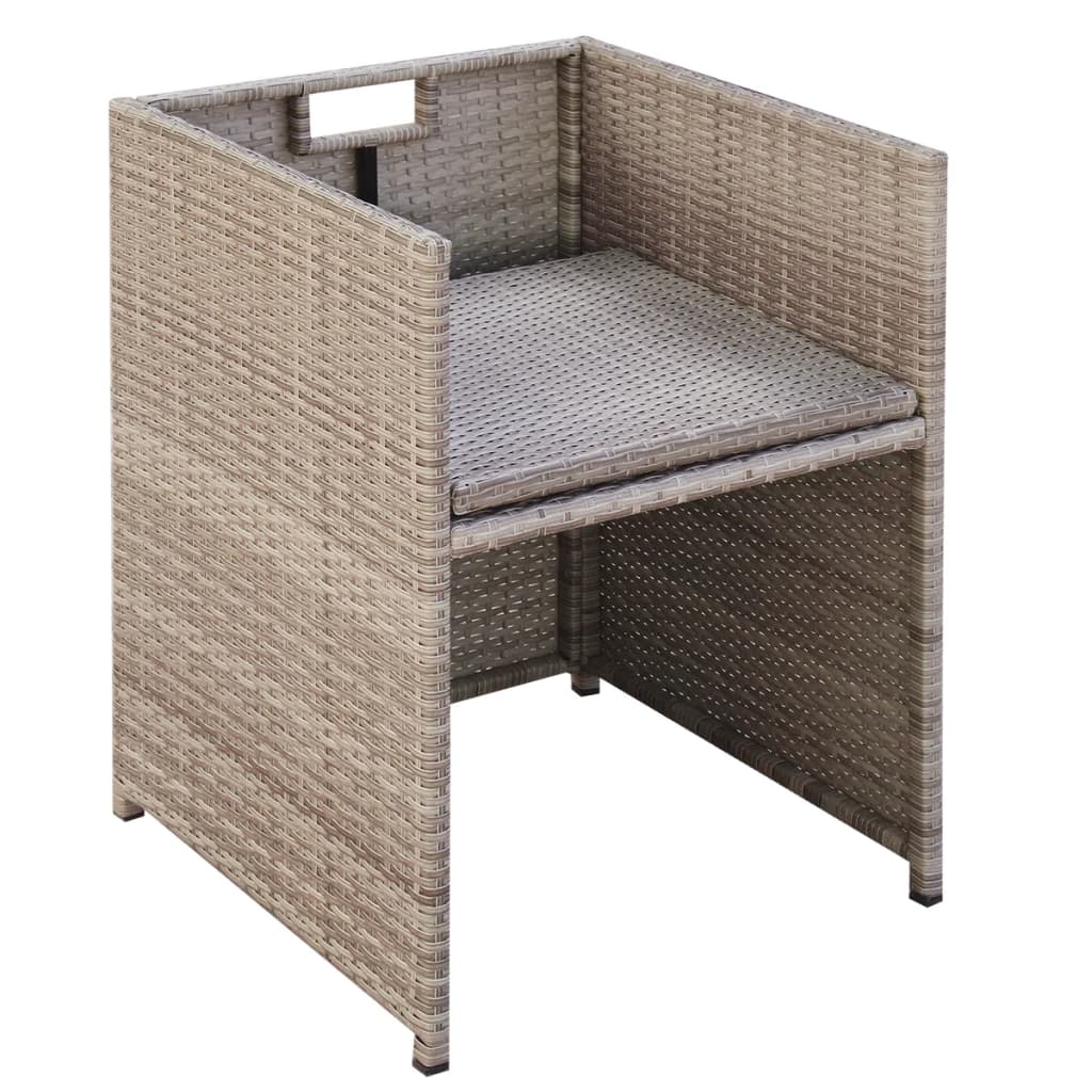 13 Piece Outdoor Dining Set with Cushions Poly Rattan Beige