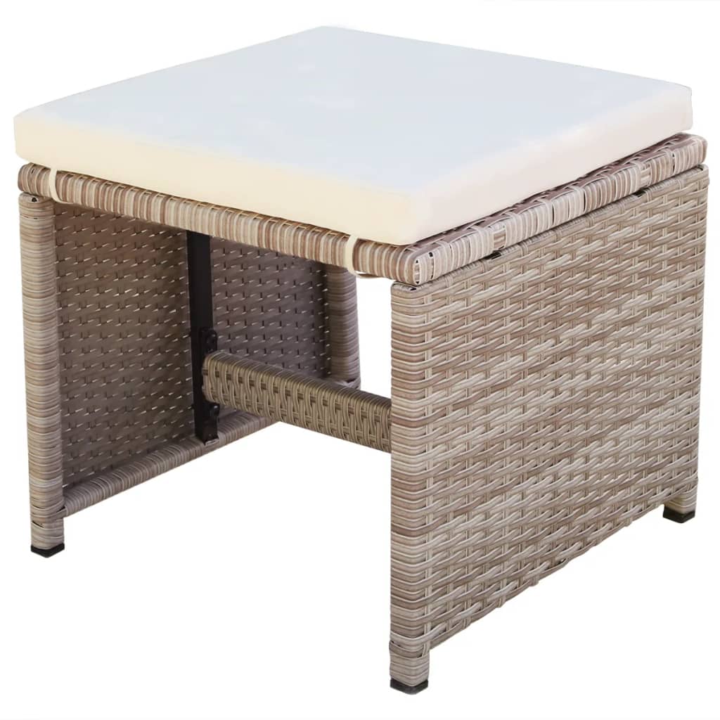 13 Piece Outdoor Dining Set with Cushions Poly Rattan Beige