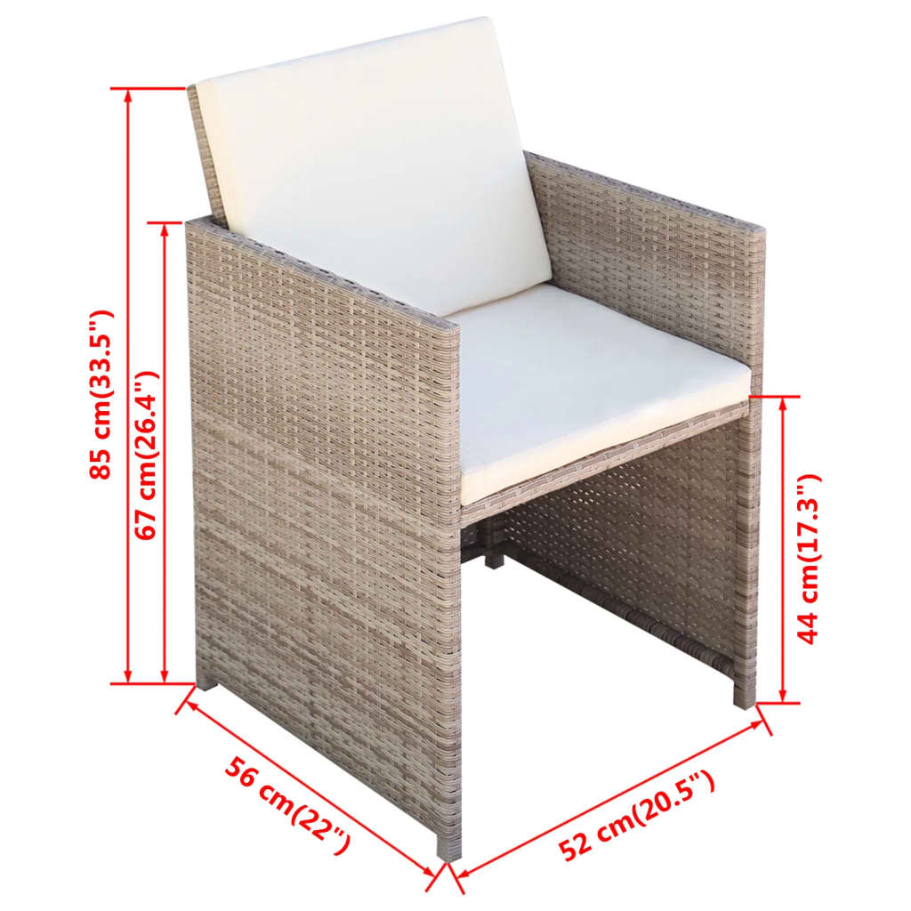 13 Piece Outdoor Dining Set with Cushions Poly Rattan Beige