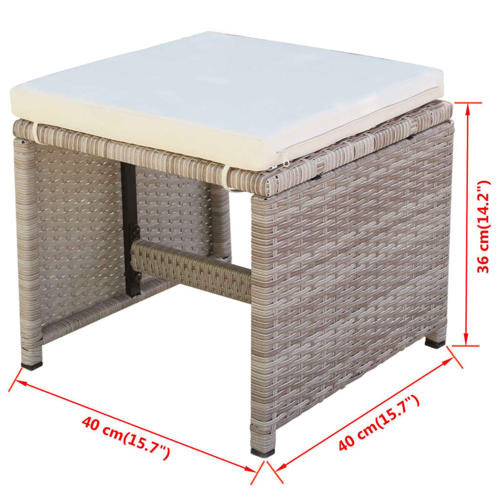 13 Piece Outdoor Dining Set with Cushions Poly Rattan Beige