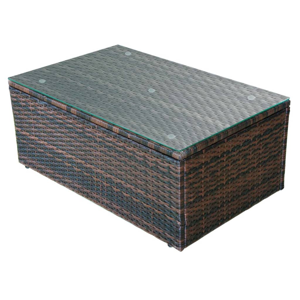 4 Piece Garden Lounge Set with Cushions Poly Rattan Brown