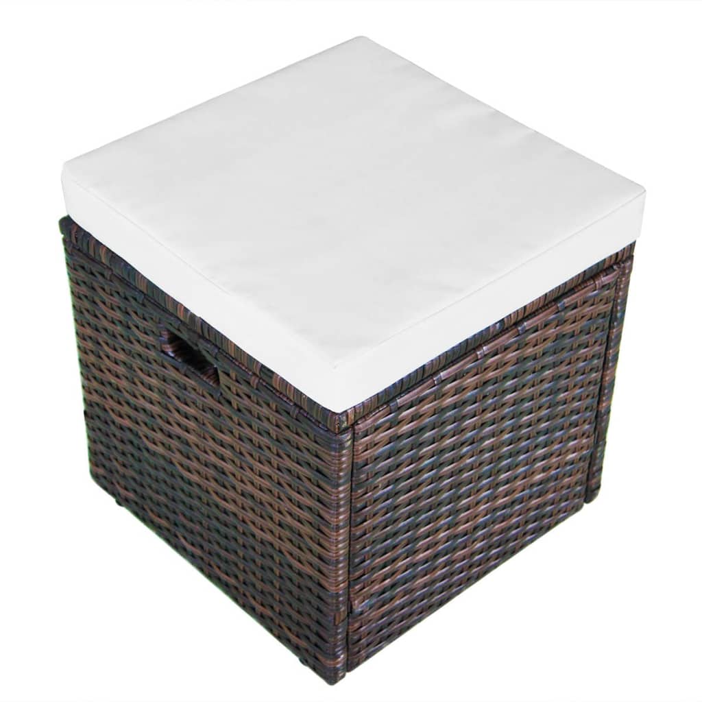 4 Piece Garden Lounge Set with Cushions Poly Rattan Brown
