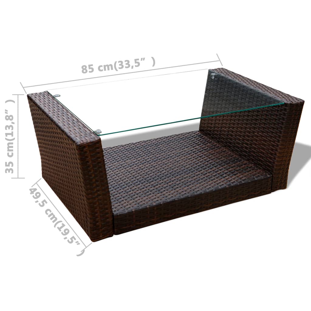 4 Piece Garden lounge set with Cushions Poly Rattan Brown