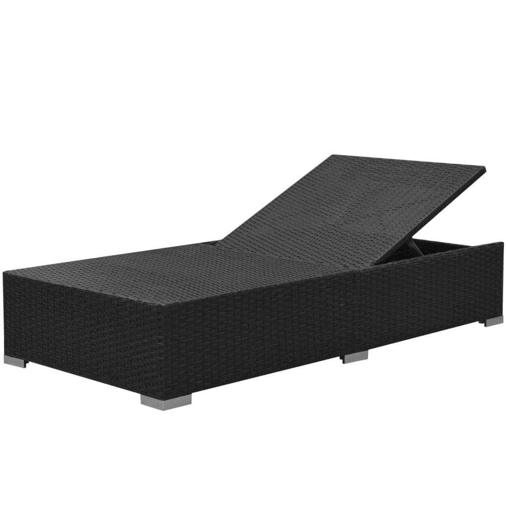 3 Piece Garden Lounge Set with Cushions Poly Rattan Black