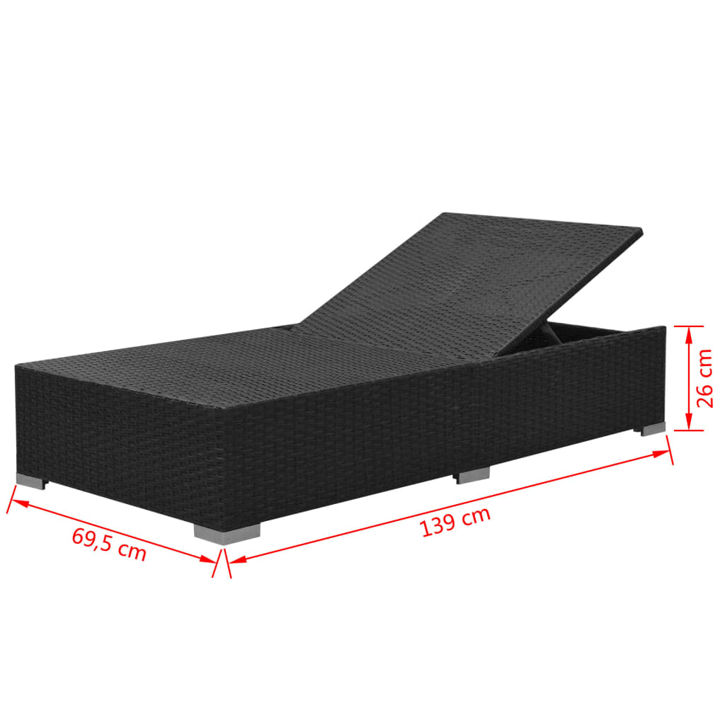 3 Piece Garden Lounge Set with Cushions Poly Rattan Black