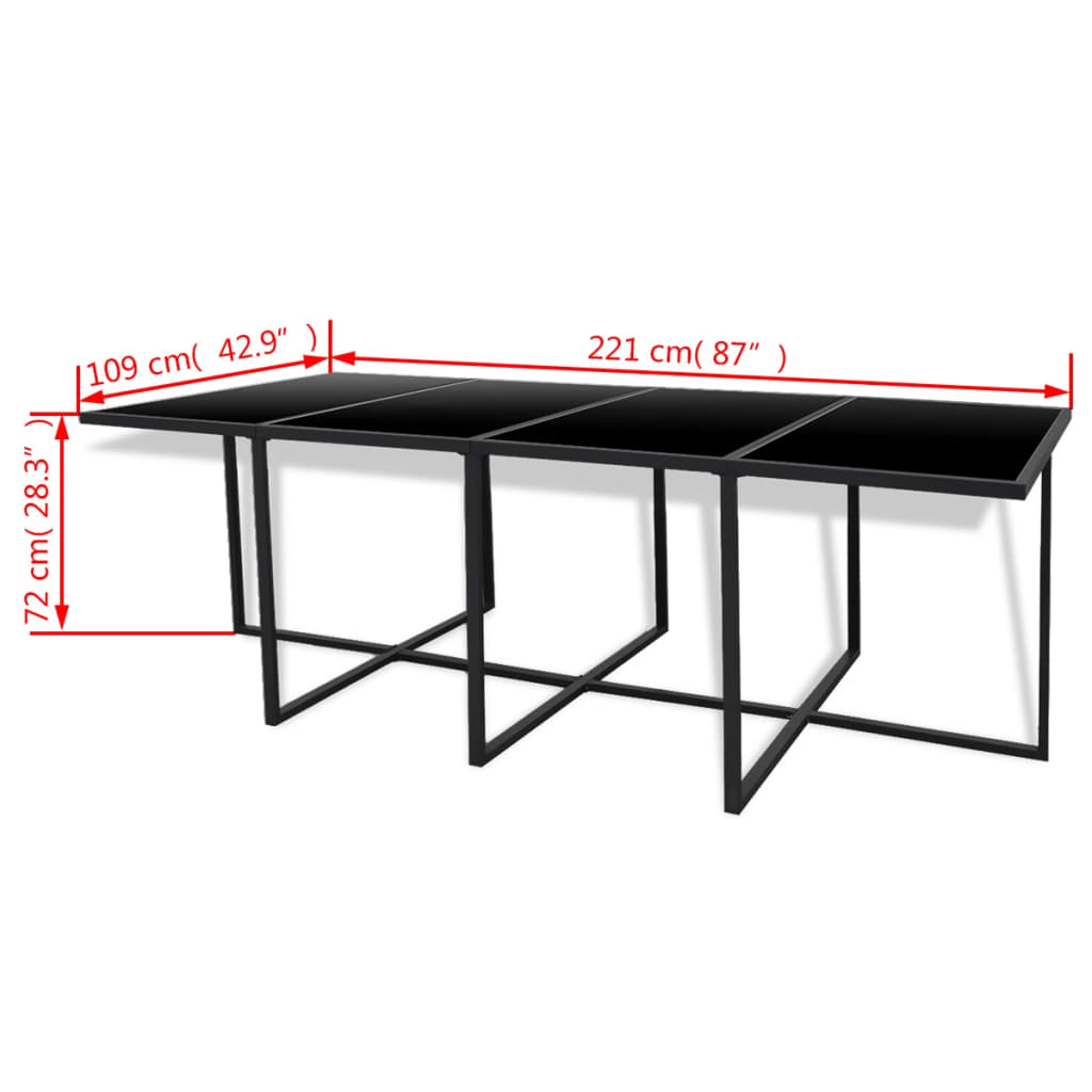 13 Piece Outdoor Dining Set with Cushions Poly Rattan Black