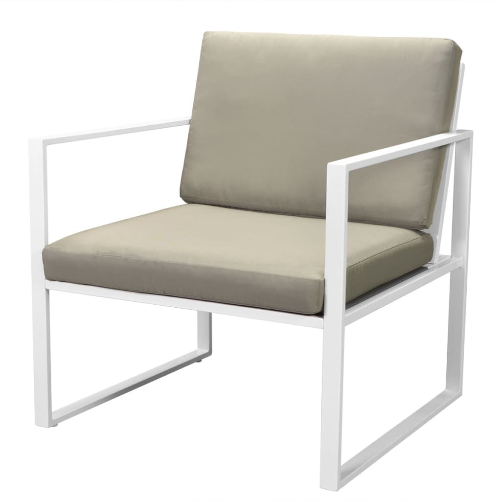 4 Piece Garden Lounge Set with Cushions Steel White