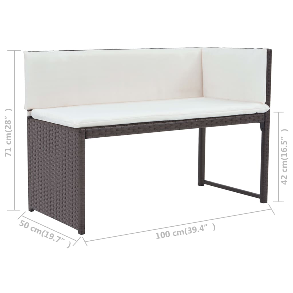 5 Piece Outdoor Dining Set Steel Poly Rattan Brown